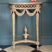 French Louis XVI Painted Demi-lune Consoles (Pair) gallery detail image
