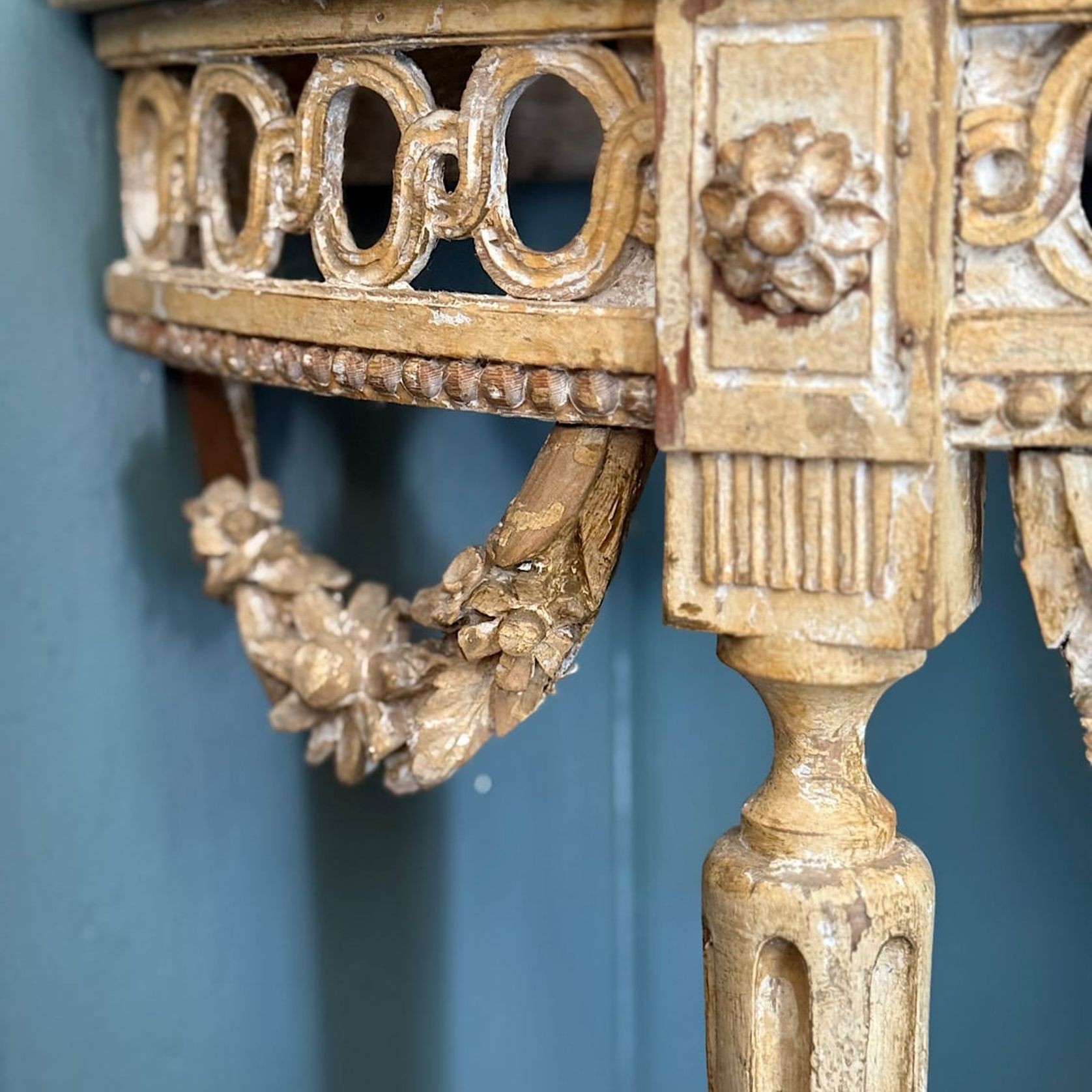 French Louis XVI Painted Demi-lune Consoles (Pair) gallery detail image