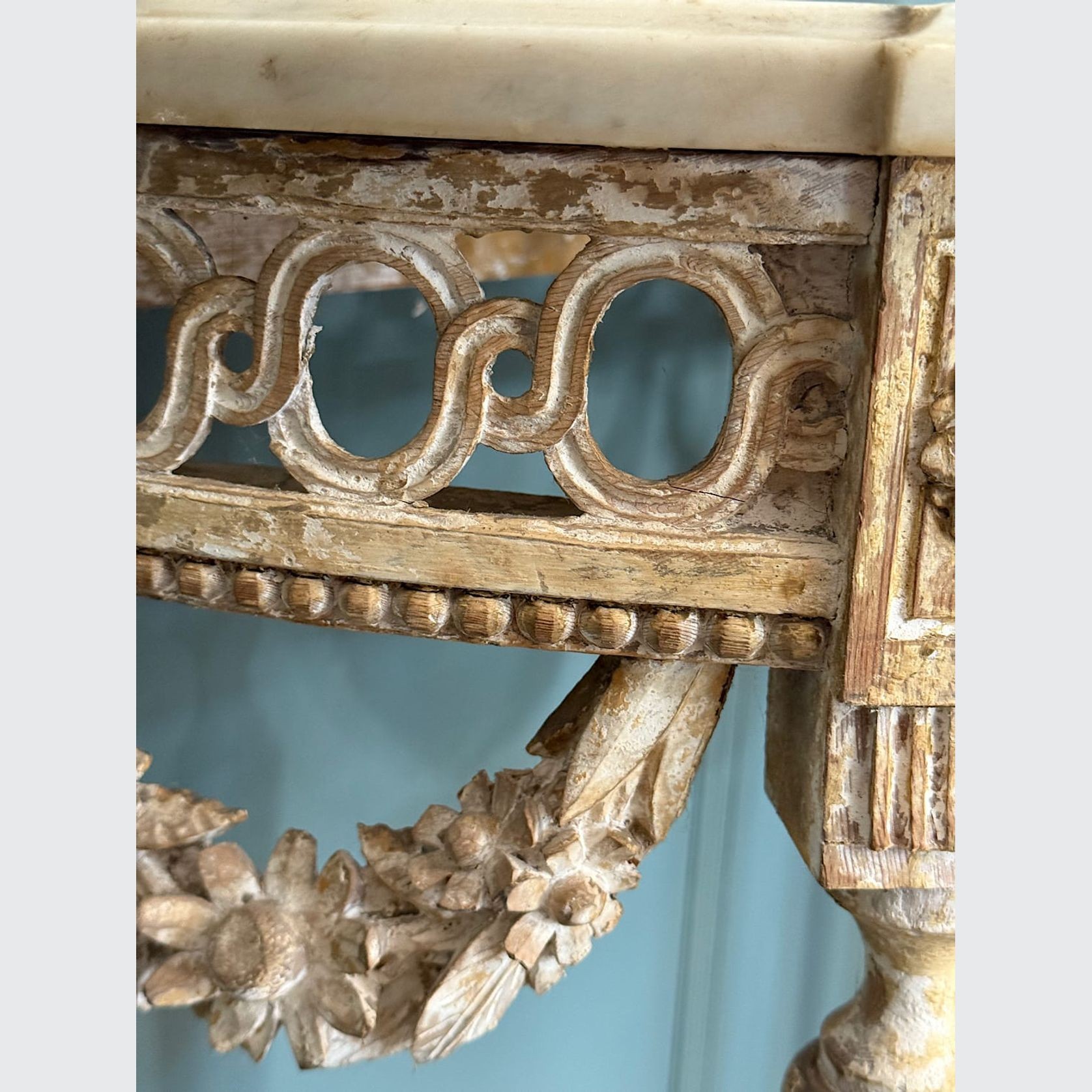French Louis XVI Painted Demi-lune Consoles (Pair) gallery detail image