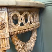 French Louis XVI Painted Demi-lune Consoles (Pair) gallery detail image