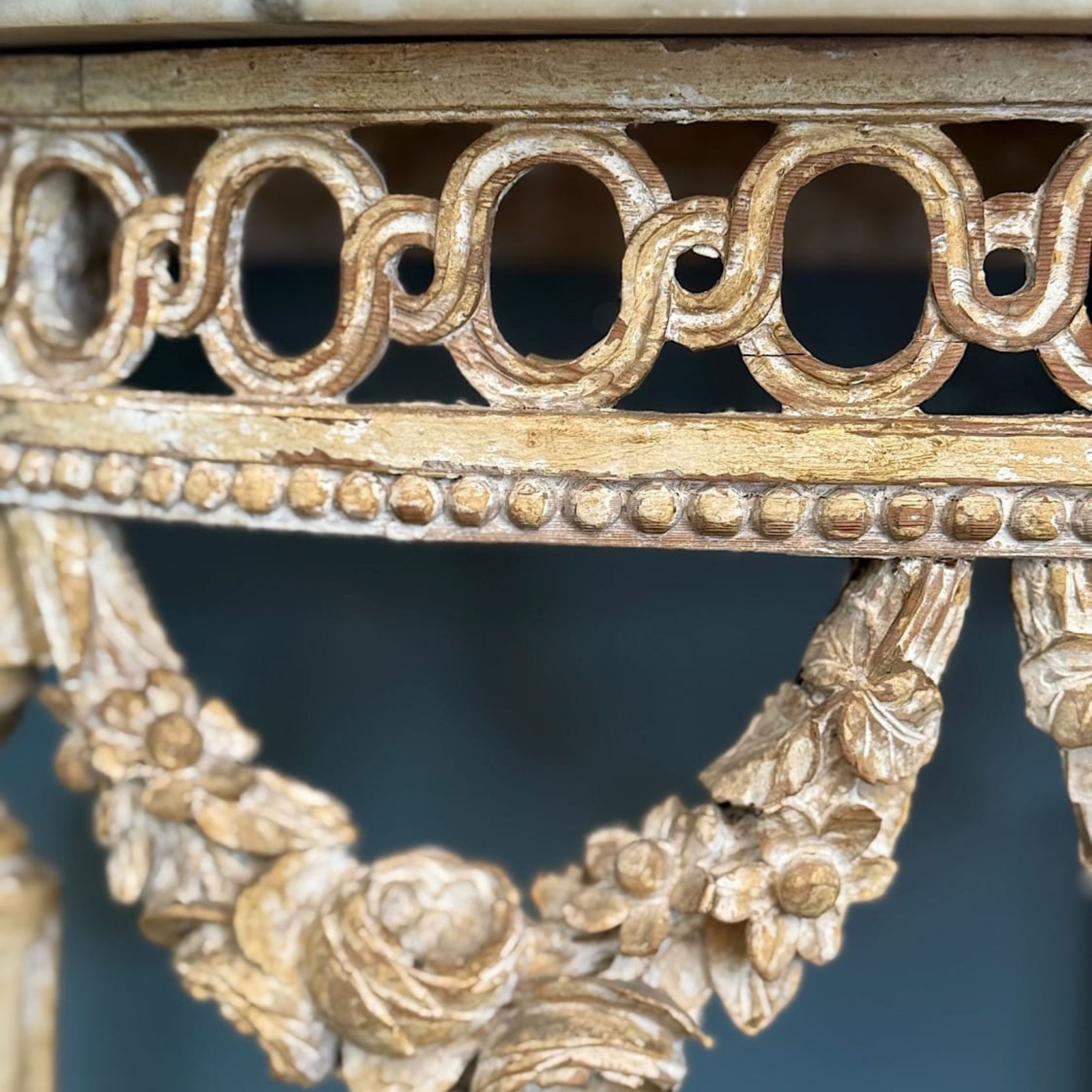 French Louis XVI Painted Demi-lune Consoles (Pair) gallery detail image