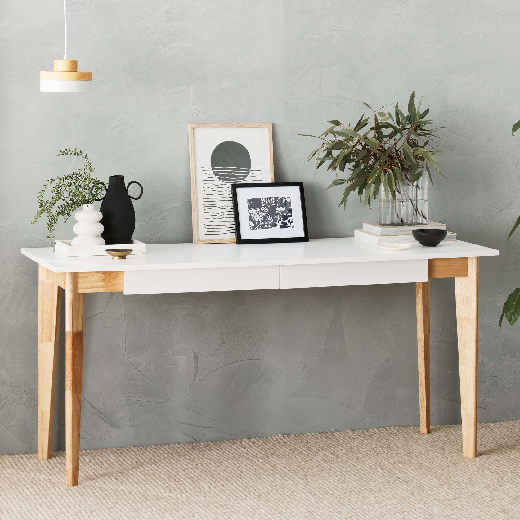 Byron Console Table | 2 Drawer | Natural Hardwood gallery detail image