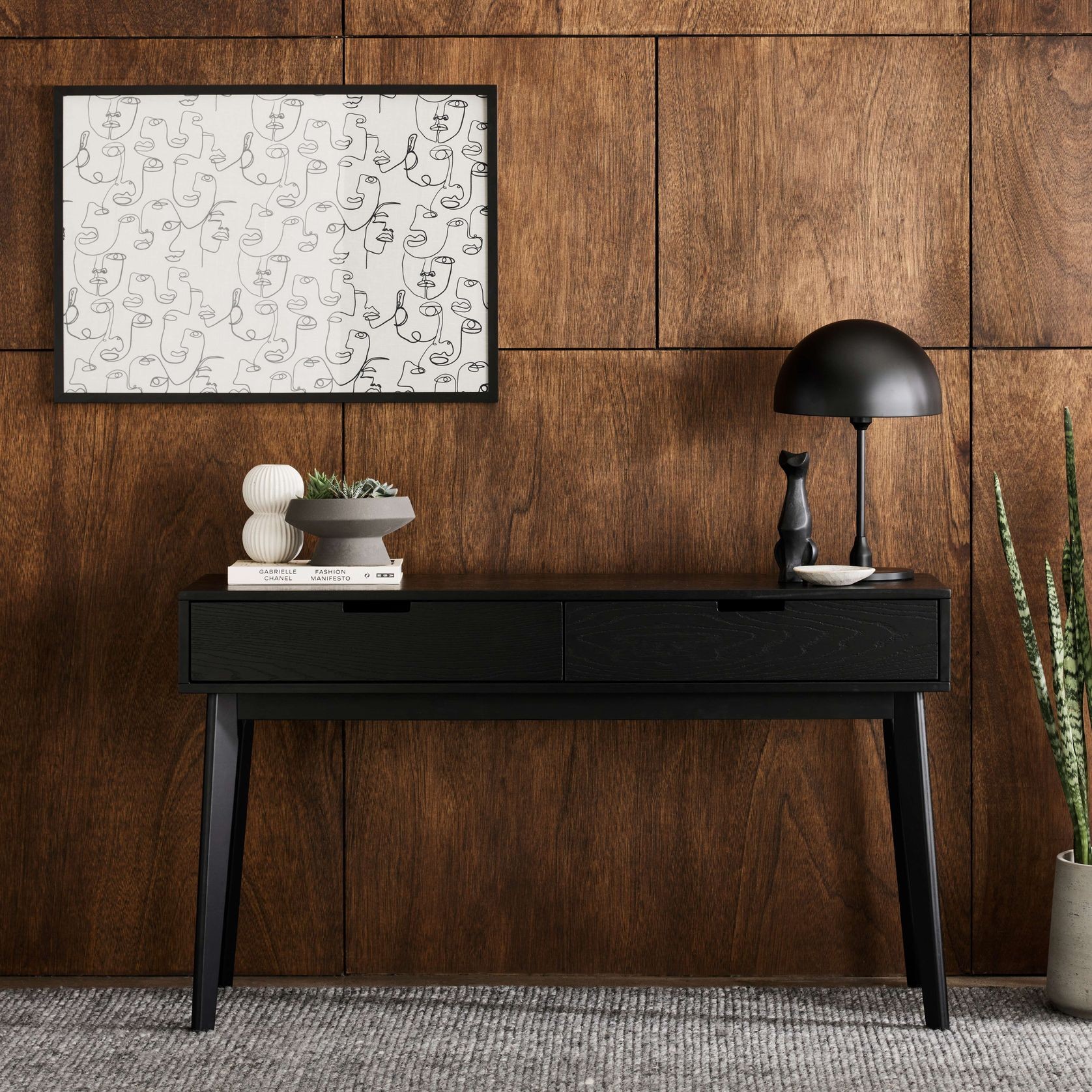 Cannes Console Table | 2 Drawer | Black Hardwood gallery detail image