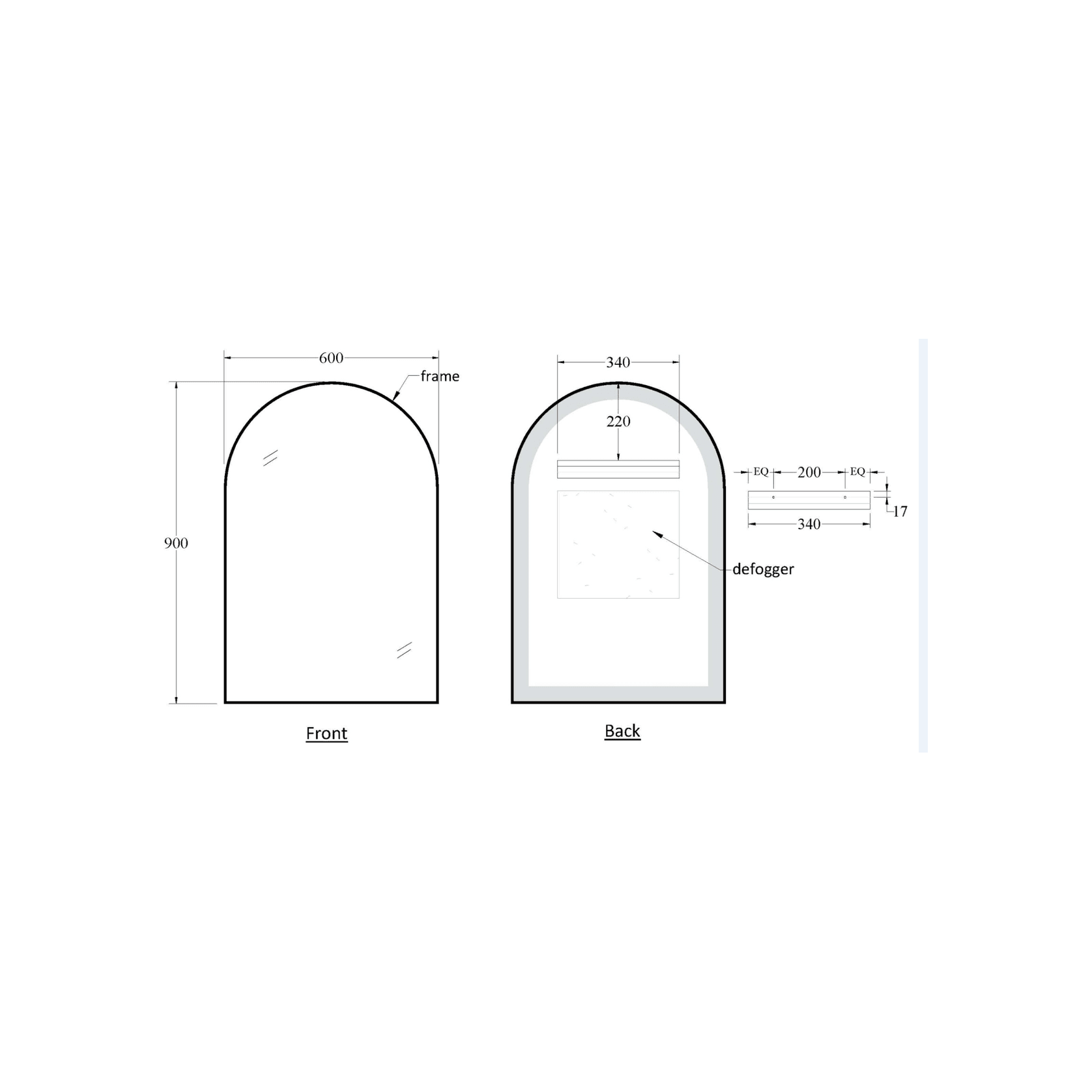 Code Aspect 600 Arch Framed Mirror Range gallery detail image