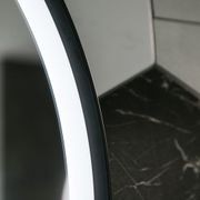 Black Metal Framed Round LED & Demister Mirror 600 gallery detail image