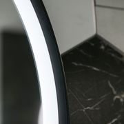 Black Metal Framed Round LED & Demister Mirror 750 gallery detail image