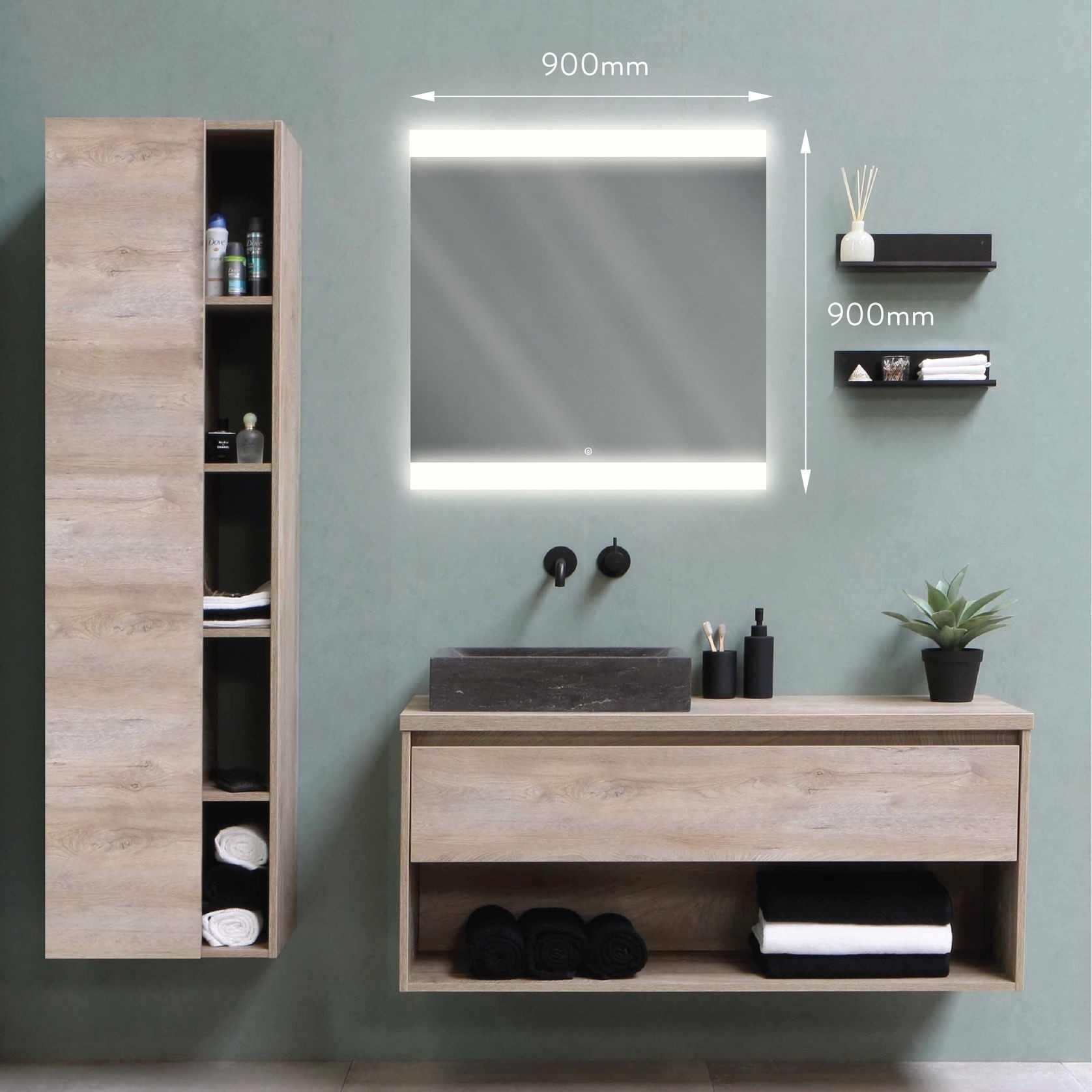 Titan Square LED Mirror 900mm x 900mm gallery detail image