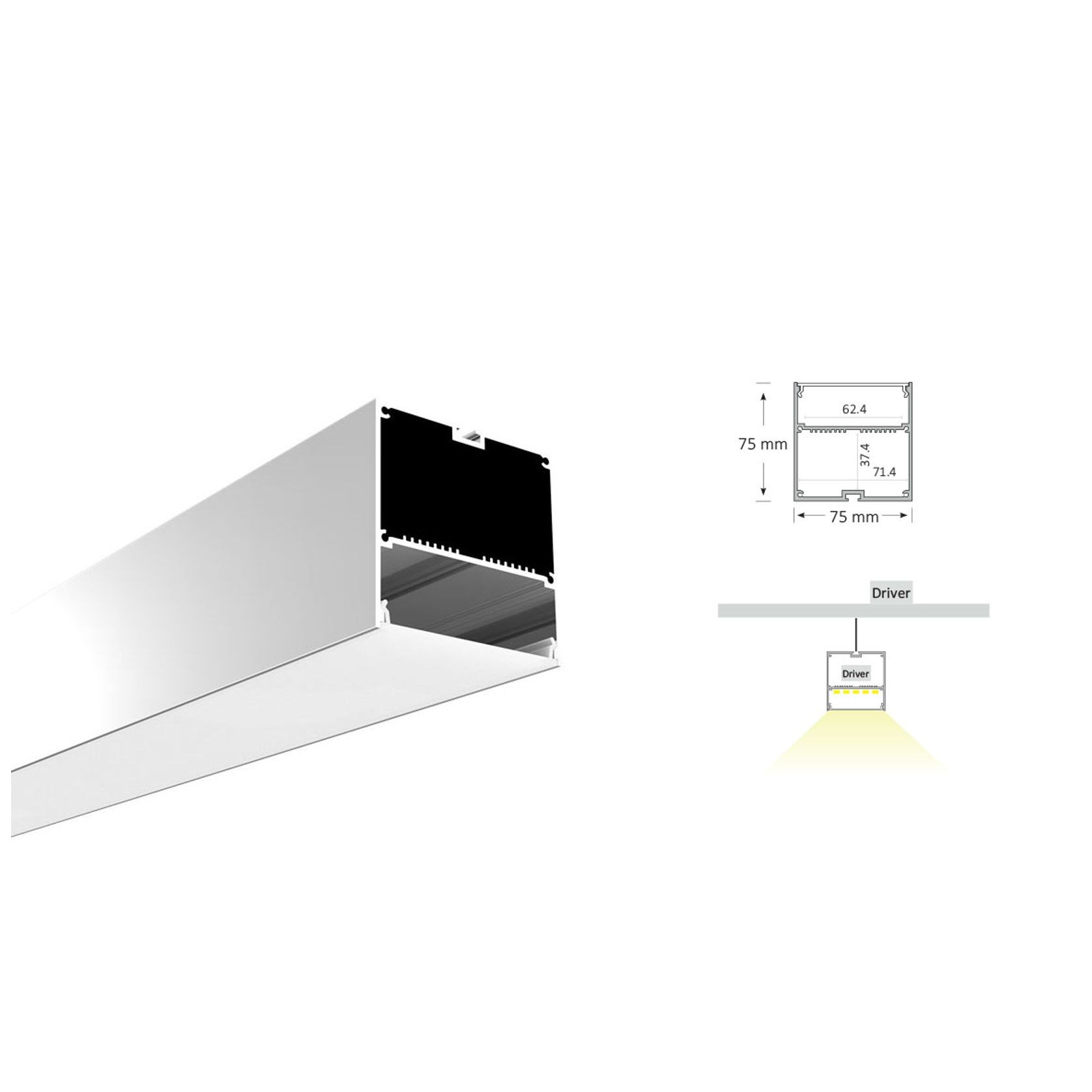 Square Extrusion Lighting 75 x 75 gallery detail image