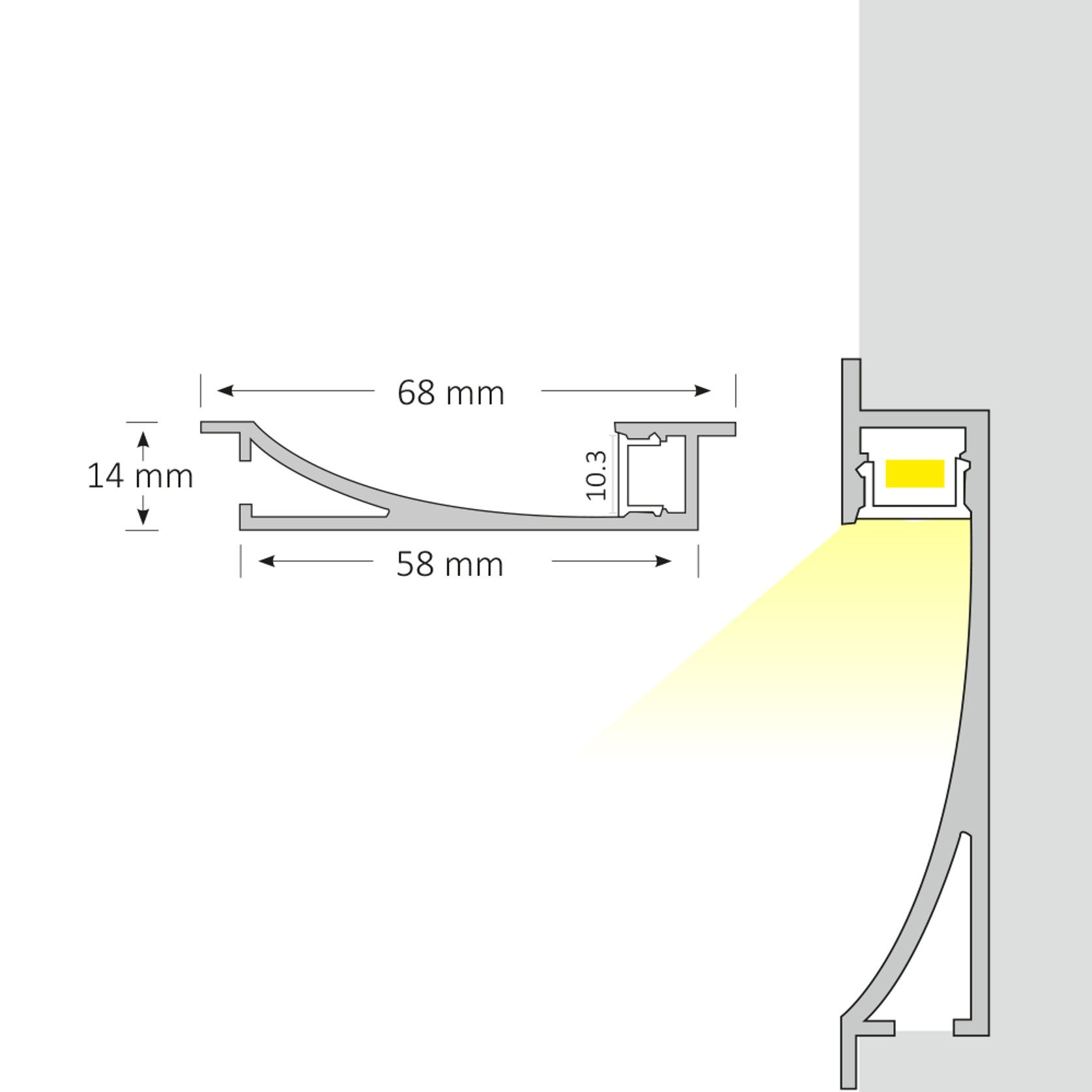LED Baseboard Extrusion - Aluminium Skirting Board gallery detail image