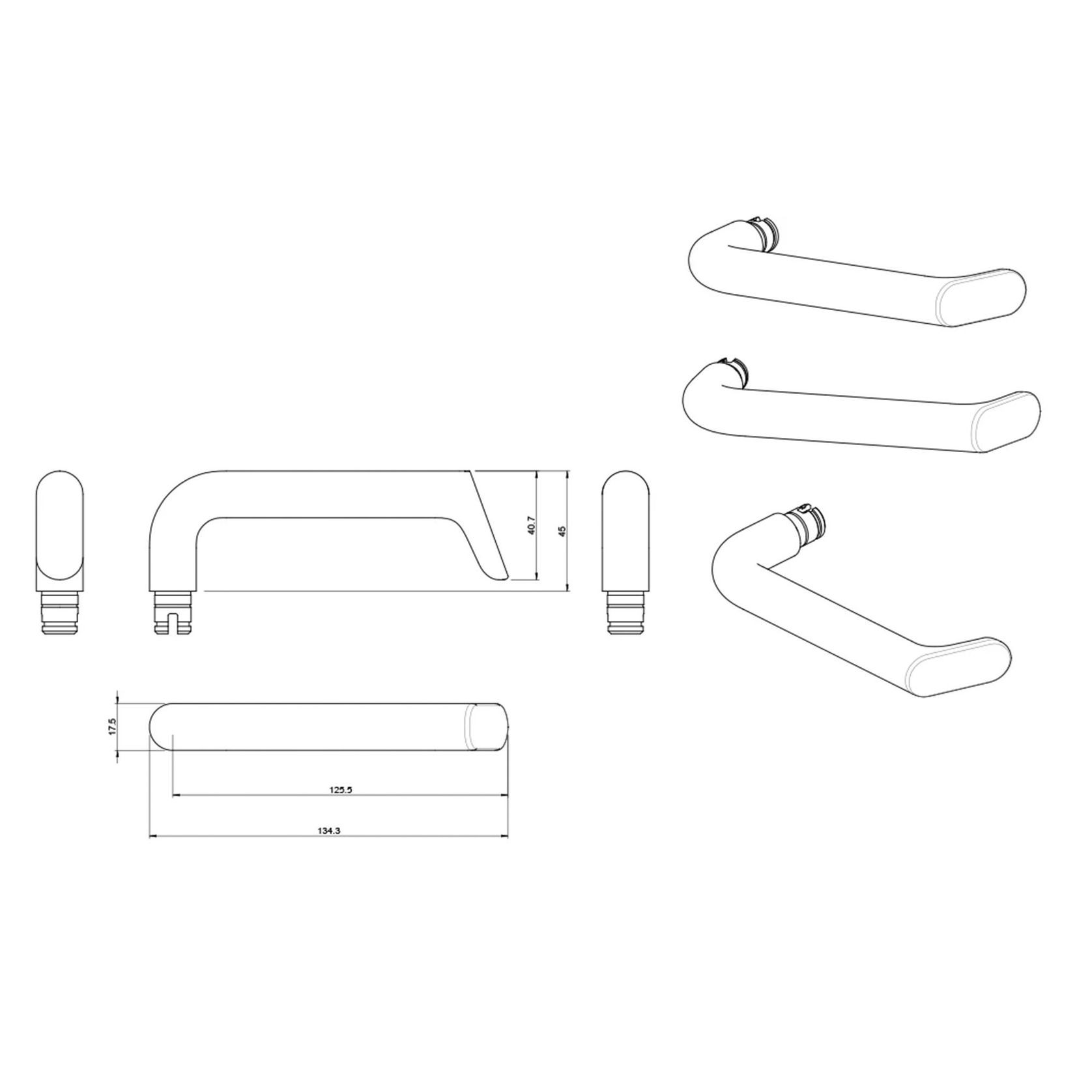 Lockwood 1220 Series Brass Door Handle - Lever 102 gallery detail image