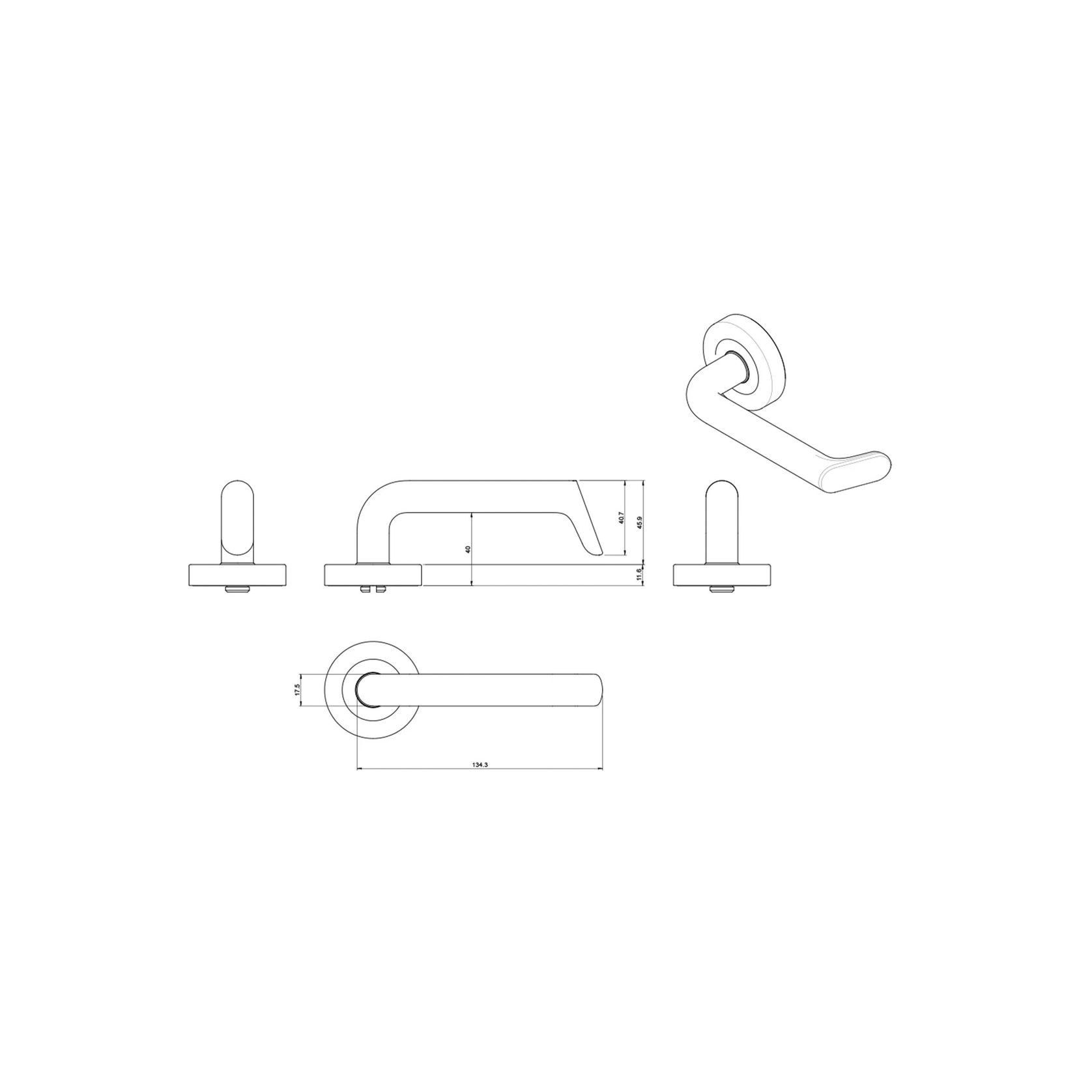 Lockwood 1220 Series Brass Door Handle - Lever 102 gallery detail image