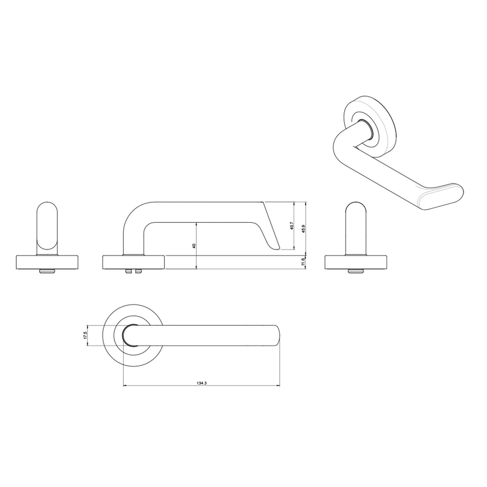 Lockwood 1220 Series Brass Door Handle - Lever 102 gallery detail image