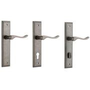 Iver Stirling Door Lever on Stepped Backplate Distressed Nickel gallery detail image