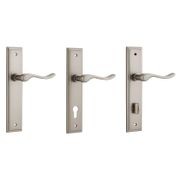 Iver Stirling Door Lever on Stepped Backplate Satin Nickel gallery detail image
