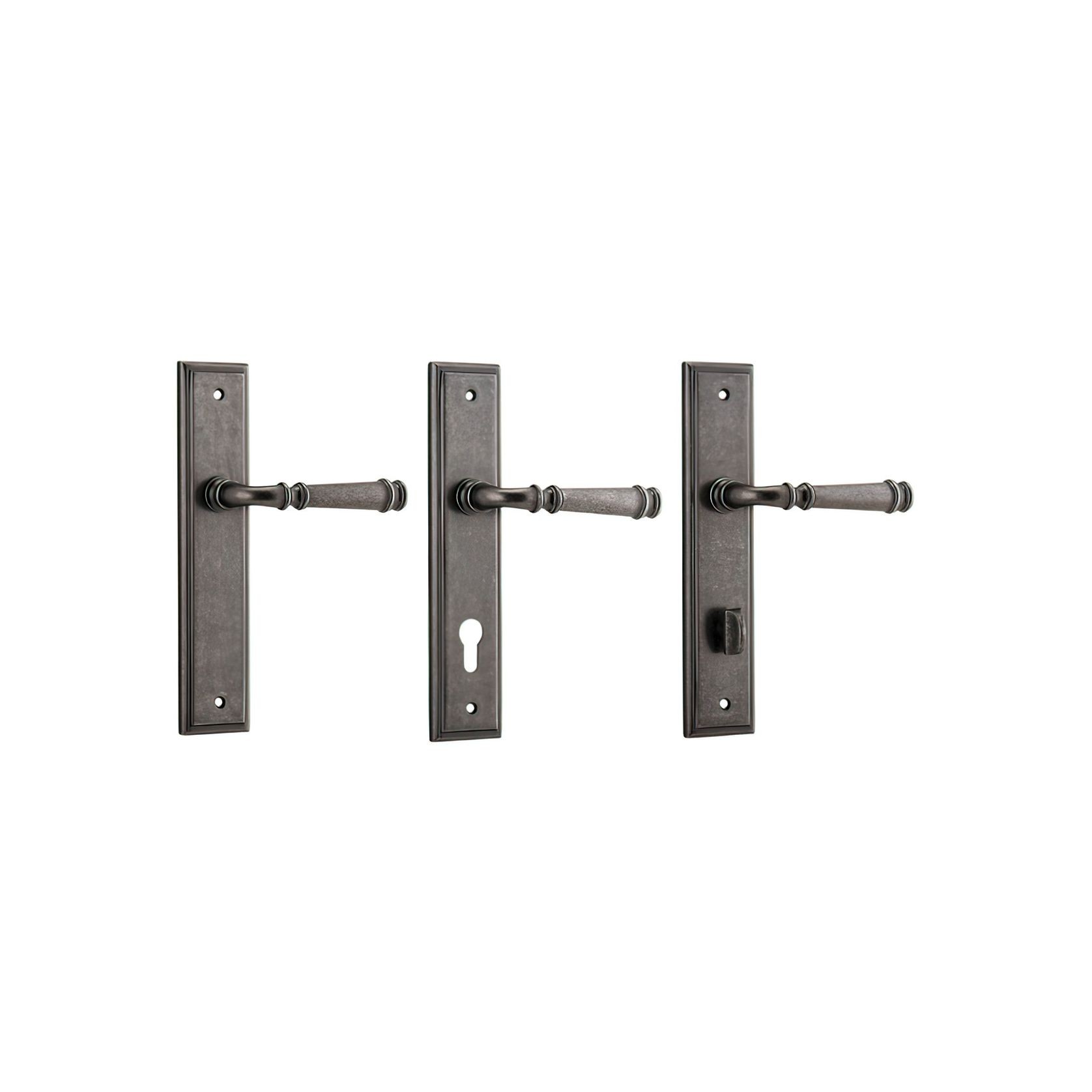 Iver Verona Door Lever on Stepped Backplate Distressed Nickel gallery detail image