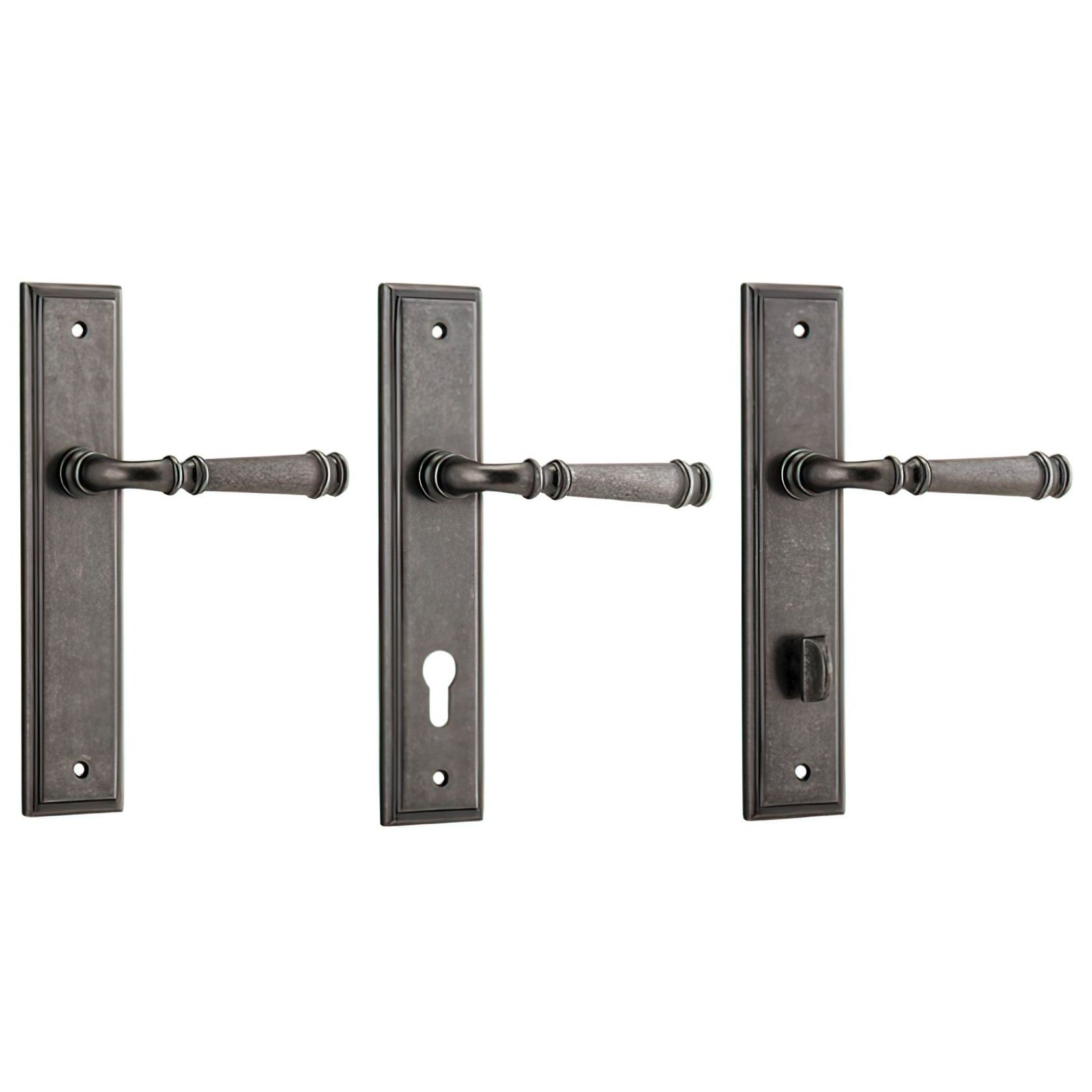 Iver Verona Door Lever on Stepped Backplate Distressed Nickel gallery detail image