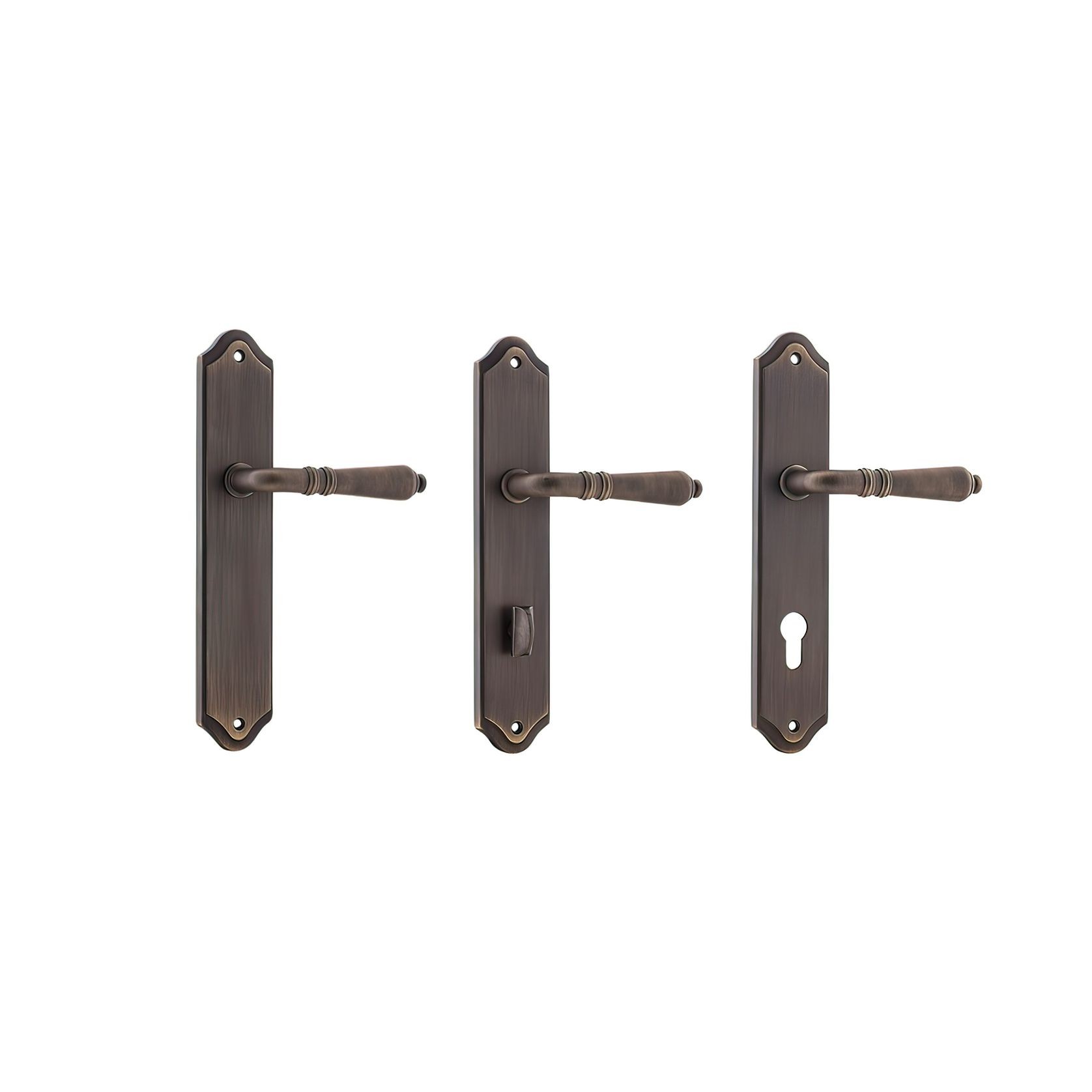 Iver Sarlat Lever Door Handle on Shouldered Backplate Signature Brass gallery detail image