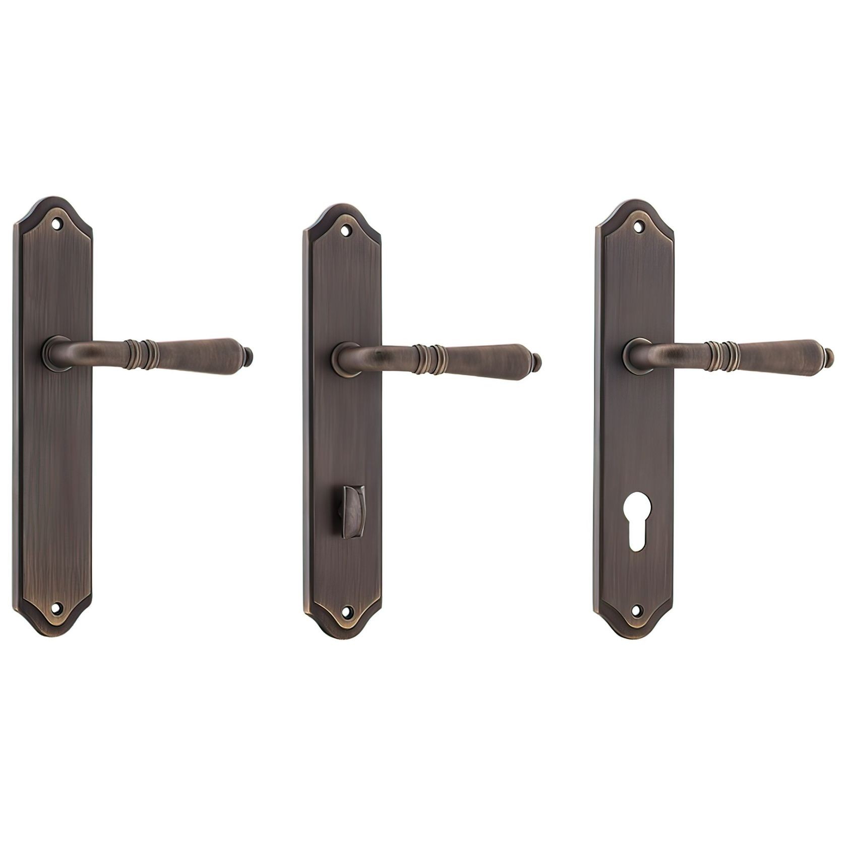 Iver Sarlat Lever Door Handle on Shouldered Backplate Signature Brass gallery detail image