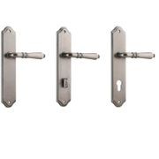 Iver Sarlat Lever Door Handle on Shouldered Backplate Distressed Nickel gallery detail image