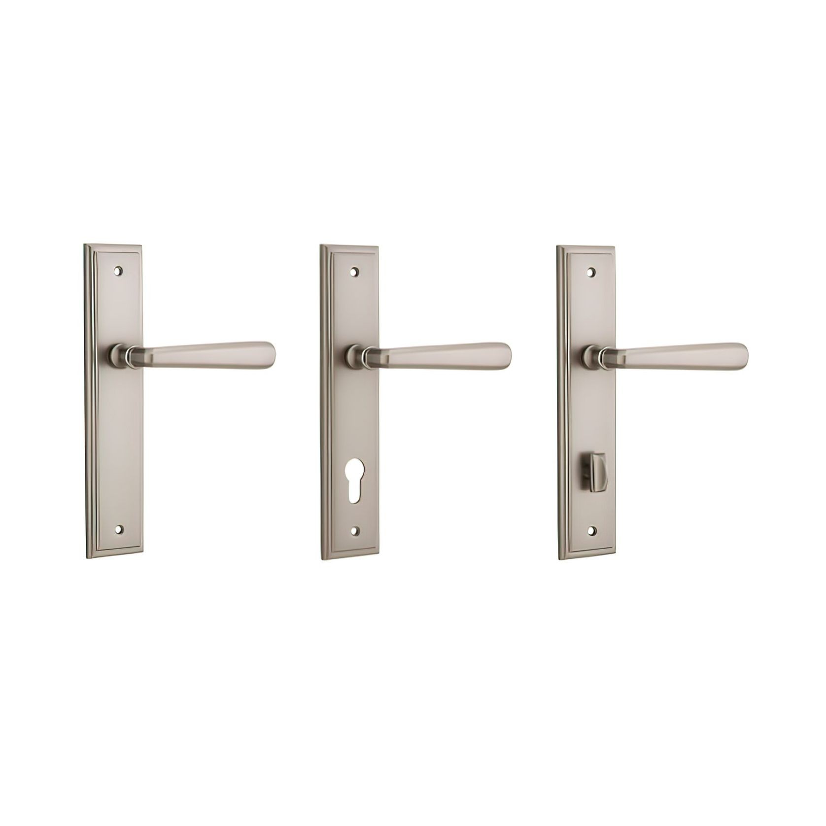 Iver Copenhagen Door Lever on Stepped Backplate Satin Nickel gallery detail image