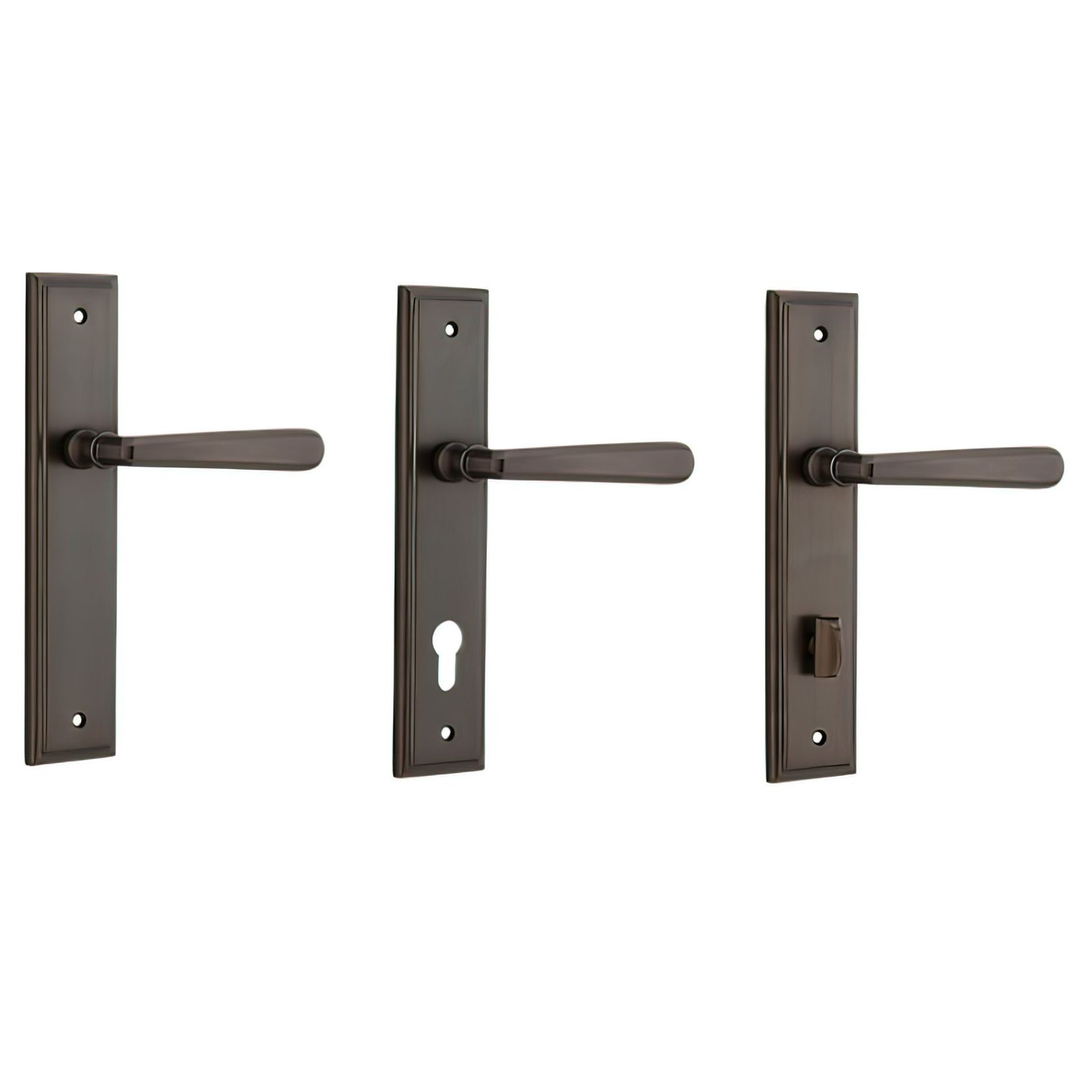 Iver Copenhagen Door Lever on Stepped Backplate Signature Brass gallery detail image