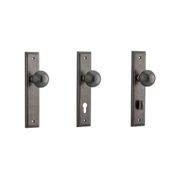 Iver Guildford Door Knob on Stepped Backplate Distressed Nickel gallery detail image