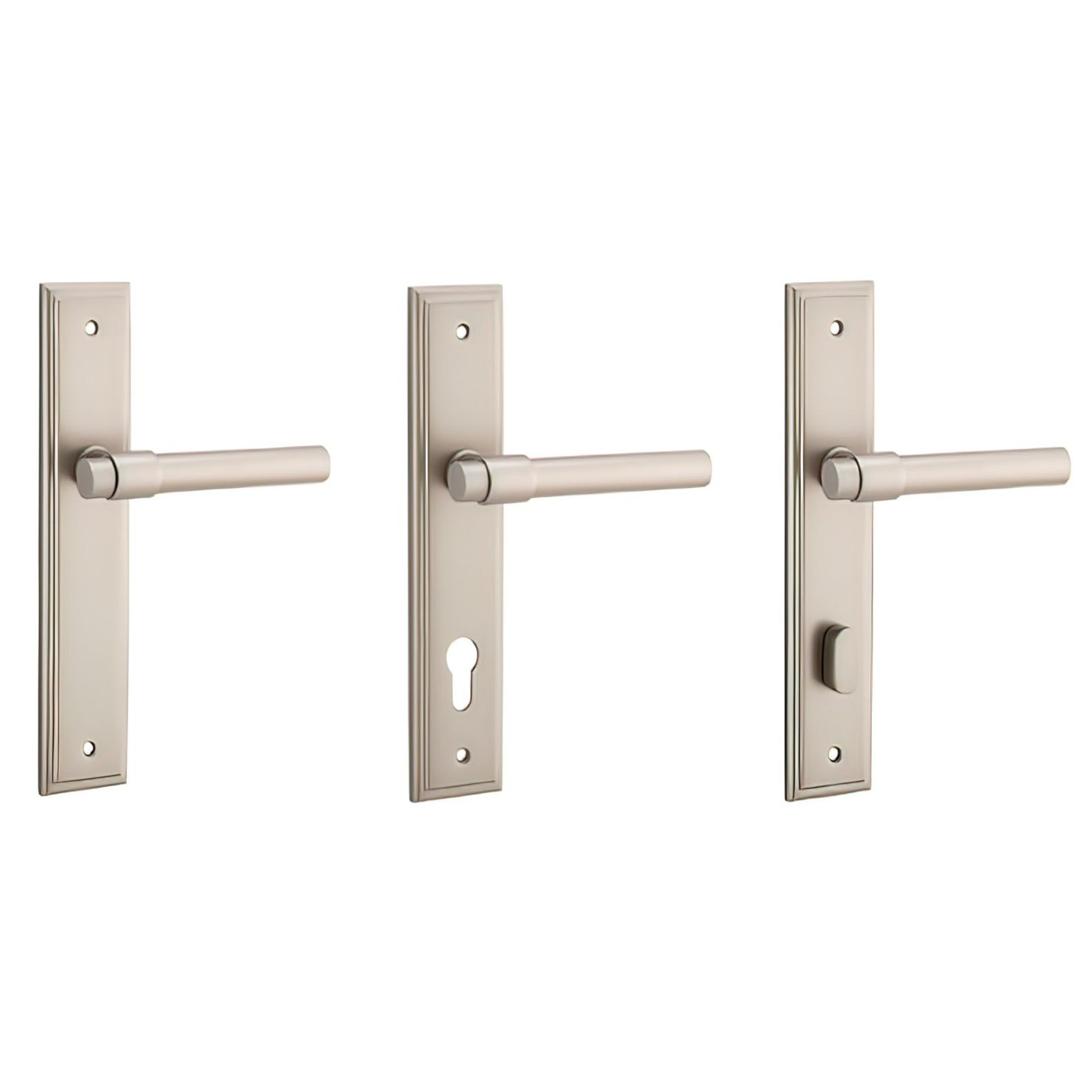 Iver Helsinki Door Lever on Stepped Backplate Satin Nickel gallery detail image