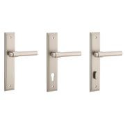 Iver Helsinki Door Lever on Stepped Backplate Satin Nickel gallery detail image