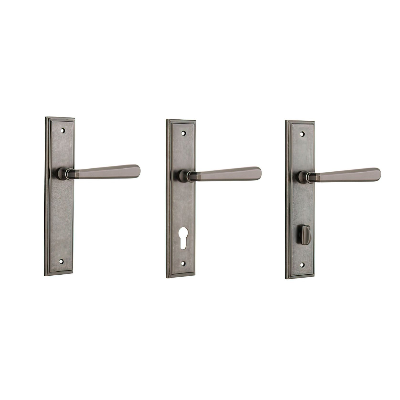Iver Copenhagen Door Lever on Stepped Backplate Distressed Nickel gallery detail image