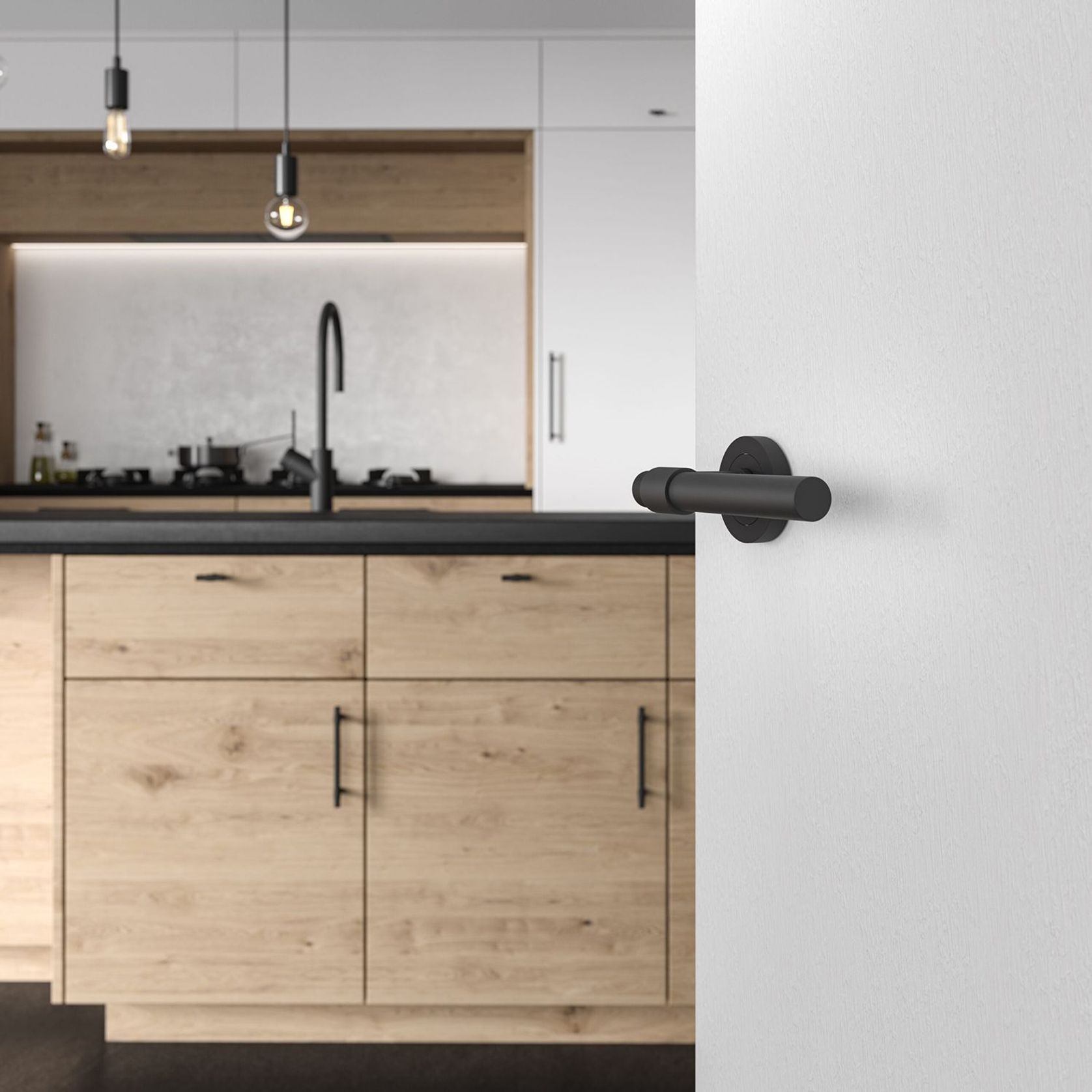 Iver Helsinki Door Lever Handle on Round Rose gallery detail image
