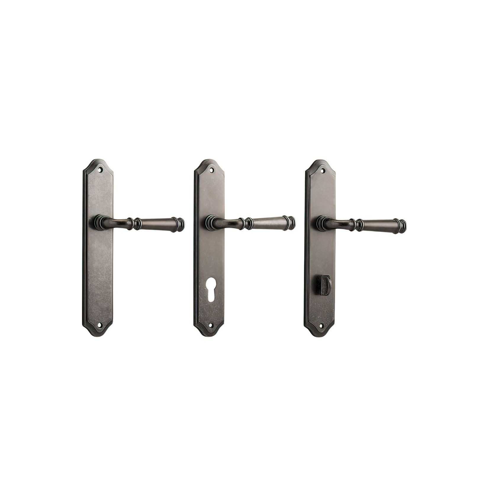 Iver Verona Door Lever on Shouldered Backplate Distressed Nickel gallery detail image