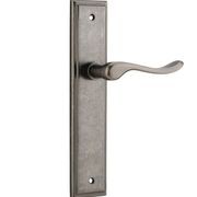 Iver Stirling Door Lever on Stepped Backplate Distressed Nickel gallery detail image