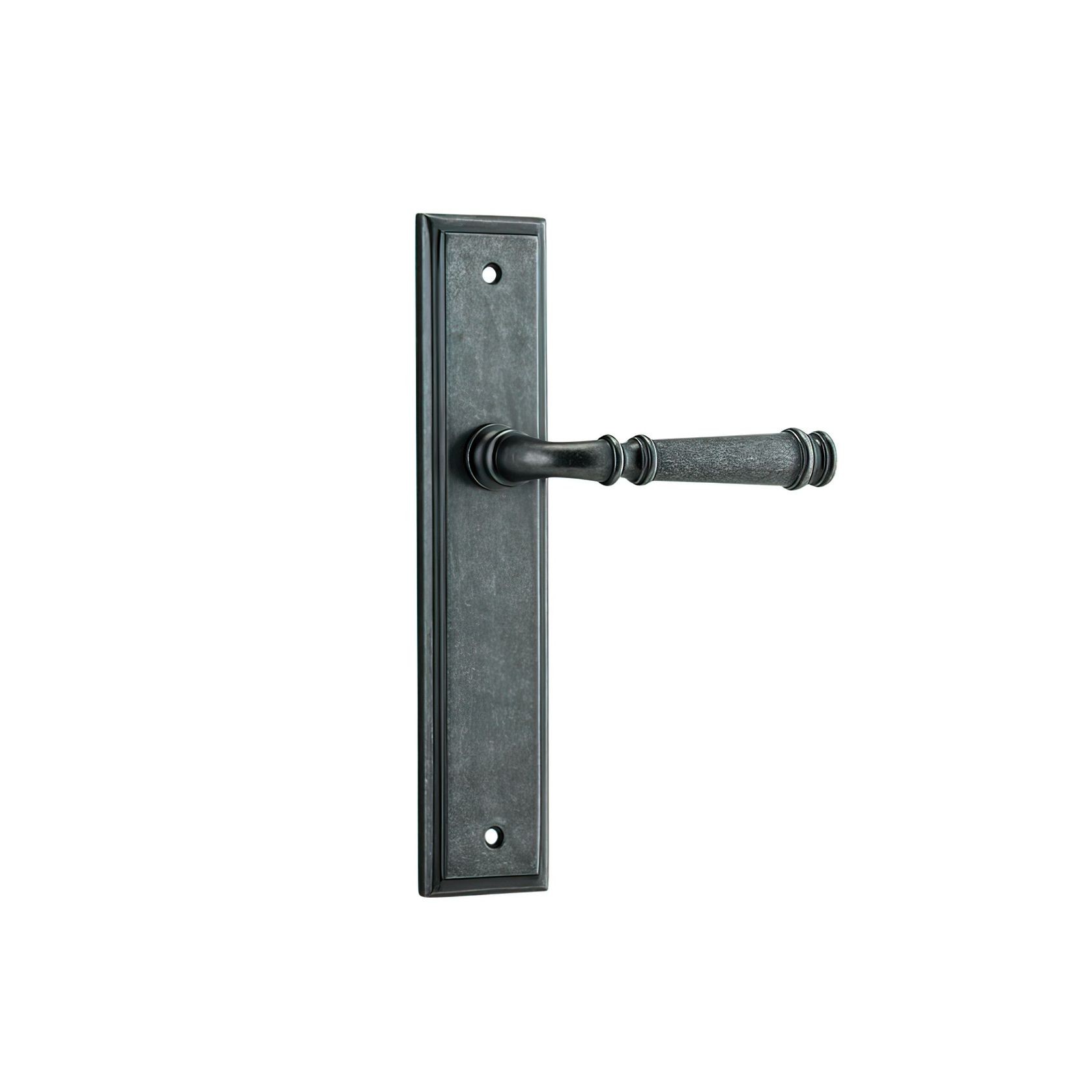 Iver Verona Door Lever on Stepped Backplate Distressed Nickel gallery detail image