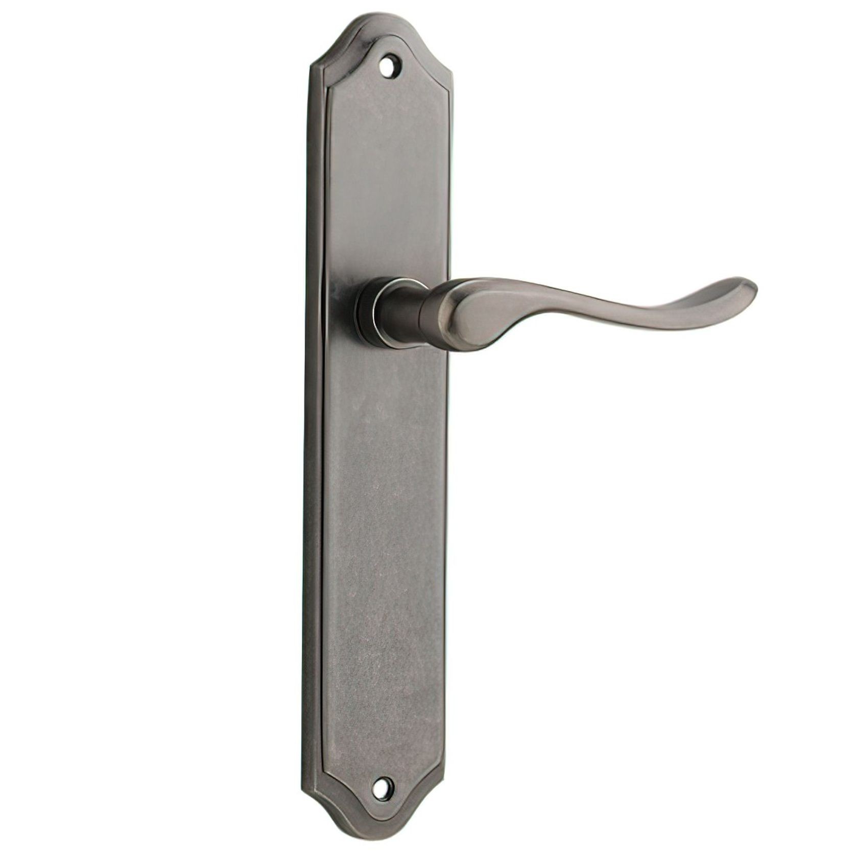 Iver Stirling Lever on Shouldered Backplate Distressed Nickel gallery detail image