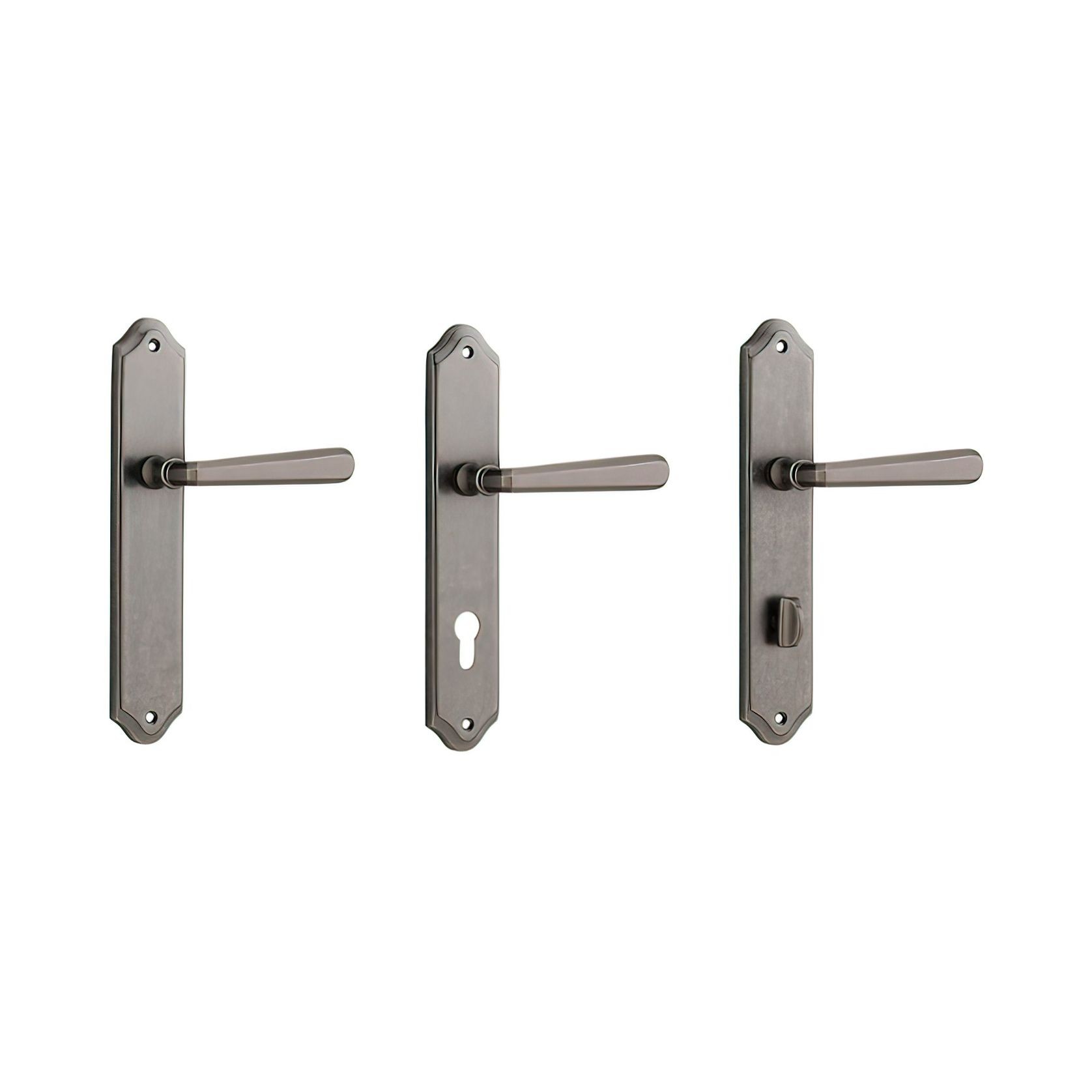 Iver Copenhagen Door Lever on Shouldered Backplate Distressed Nickel gallery detail image