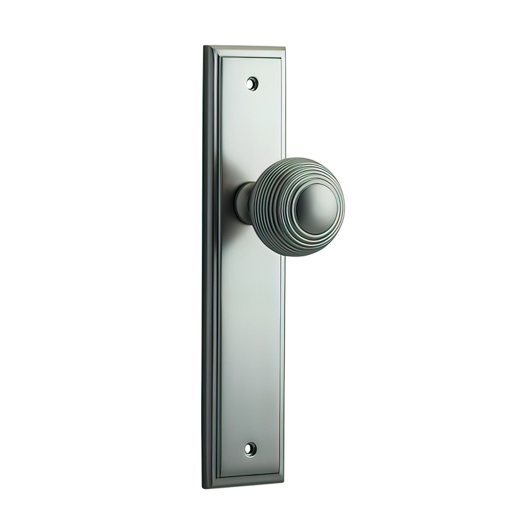 Iver Guildford Door Knob on Stepped Backplate Satin Nickel - Customise to your needs gallery detail image