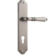 Iver Sarlat Lever Door Handle on Shouldered Backplate Distressed Nickel gallery detail image