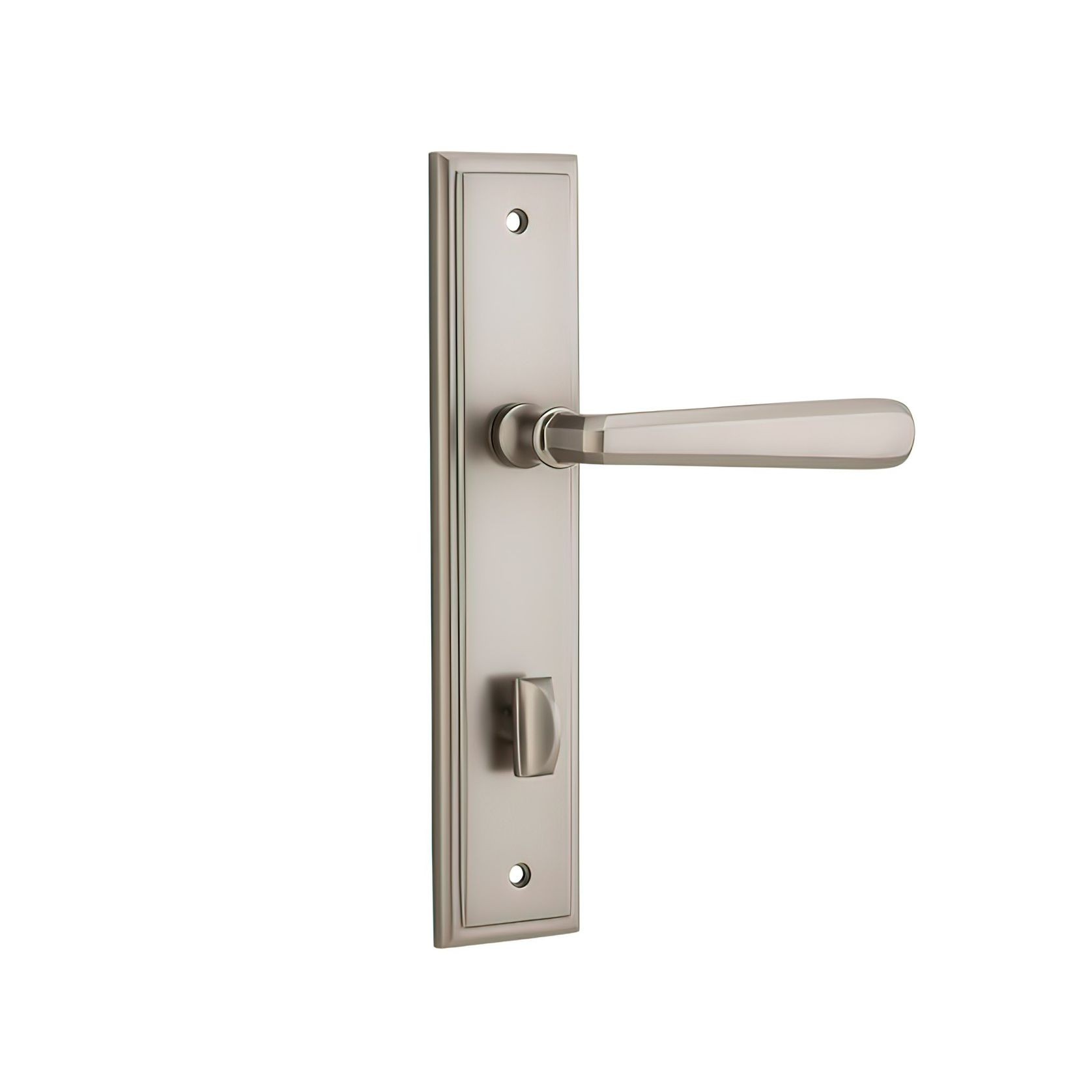 Iver Copenhagen Door Lever on Stepped Backplate Satin Nickel gallery detail image