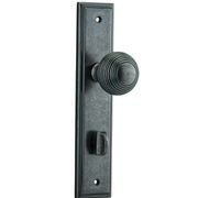 Iver Guildford Door Knob on Stepped Backplate Distressed Nickel gallery detail image