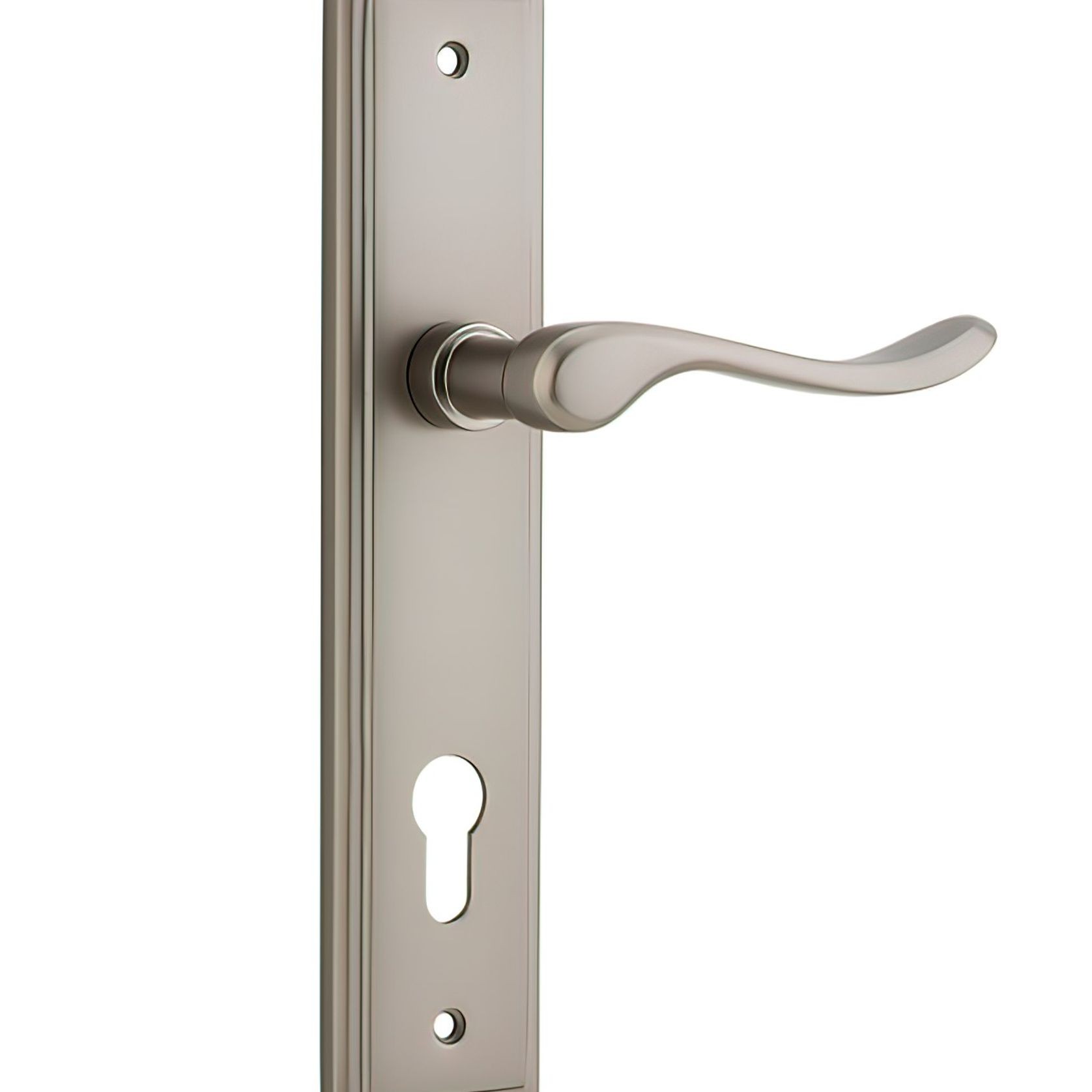 Iver Stirling Door Lever on Stepped Backplate Satin Nickel gallery detail image