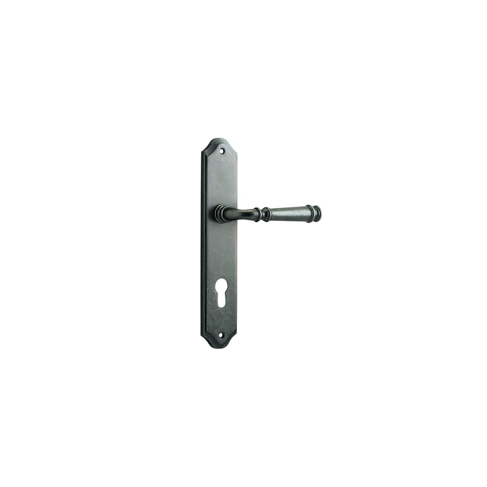 Iver Verona Door Lever on Shouldered Backplate Distressed Nickel gallery detail image