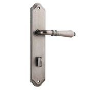 Iver Sarlat Lever Door Handle on Shouldered Backplate Distressed Nickel gallery detail image
