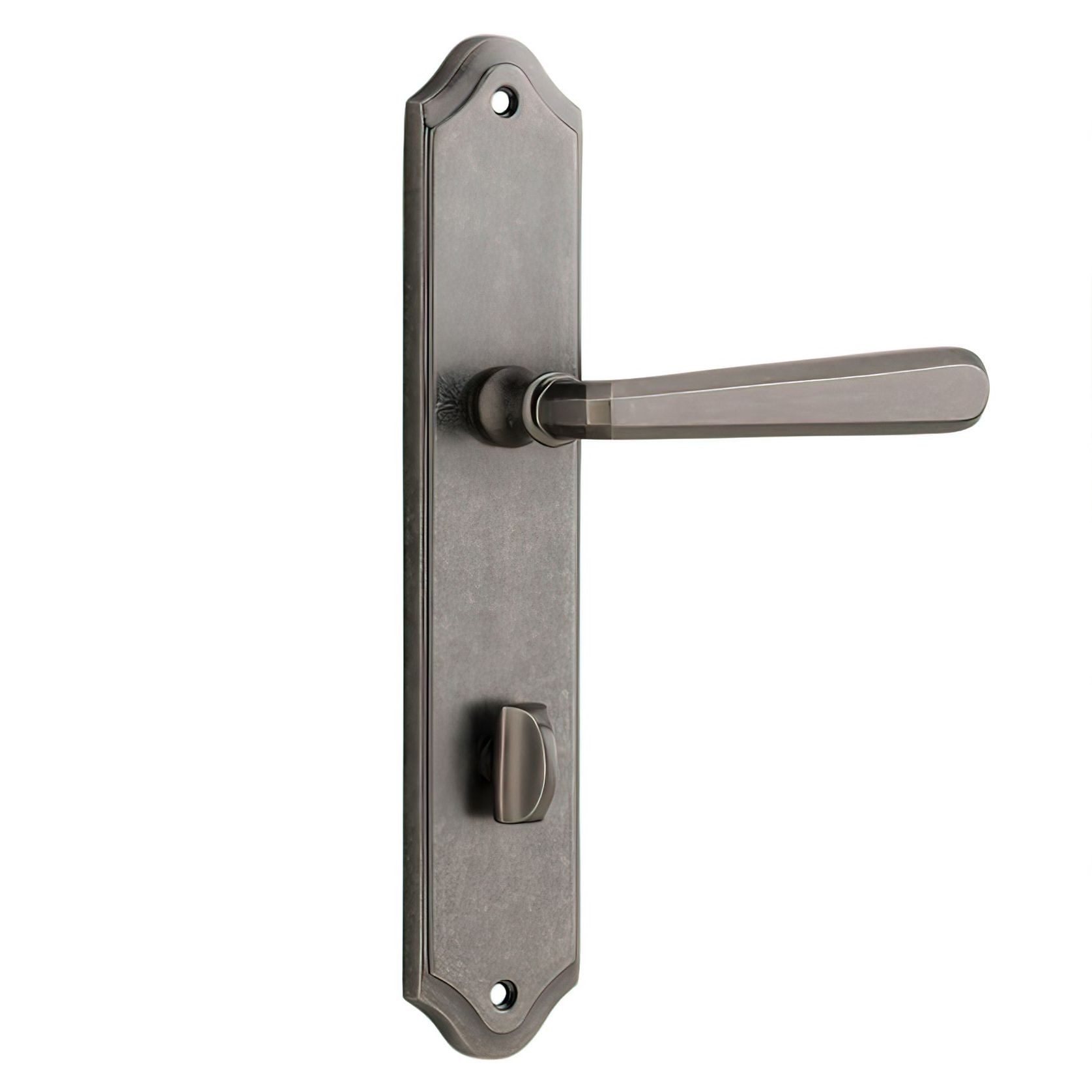 Iver Copenhagen Door Lever on Shouldered Backplate Distressed Nickel gallery detail image