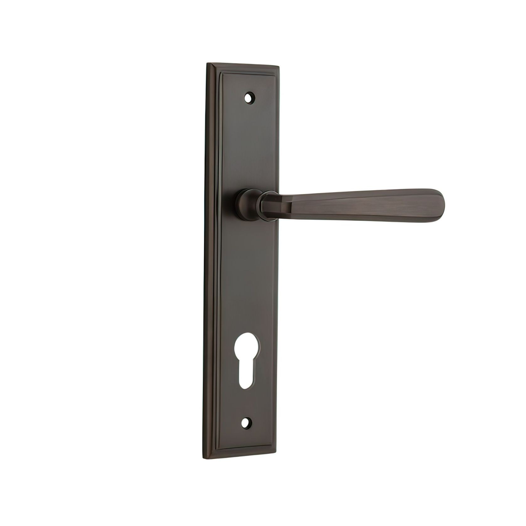Iver Copenhagen Door Lever on Stepped Backplate Signature Brass gallery detail image