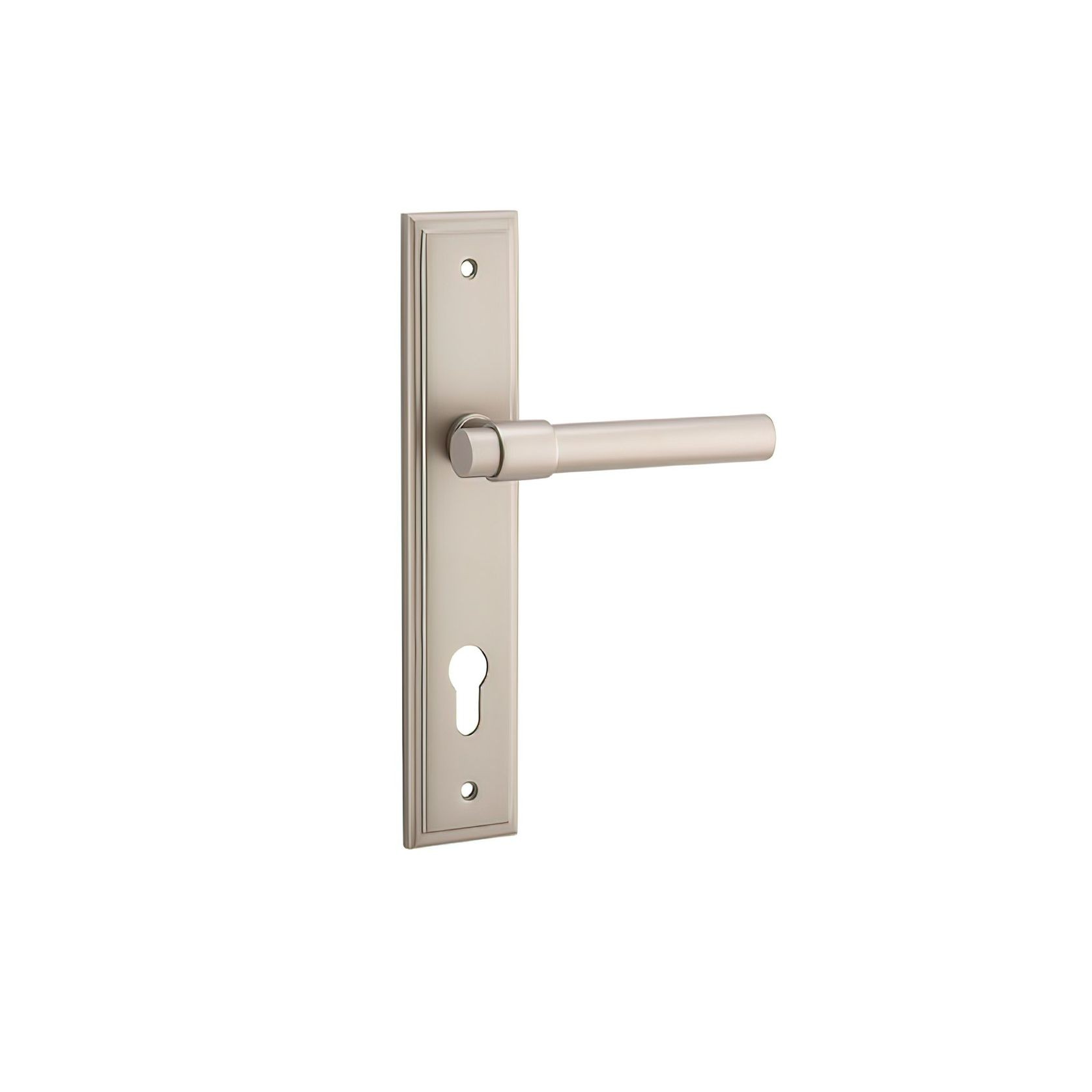 Iver Helsinki Door Lever on Stepped Backplate Satin Nickel gallery detail image