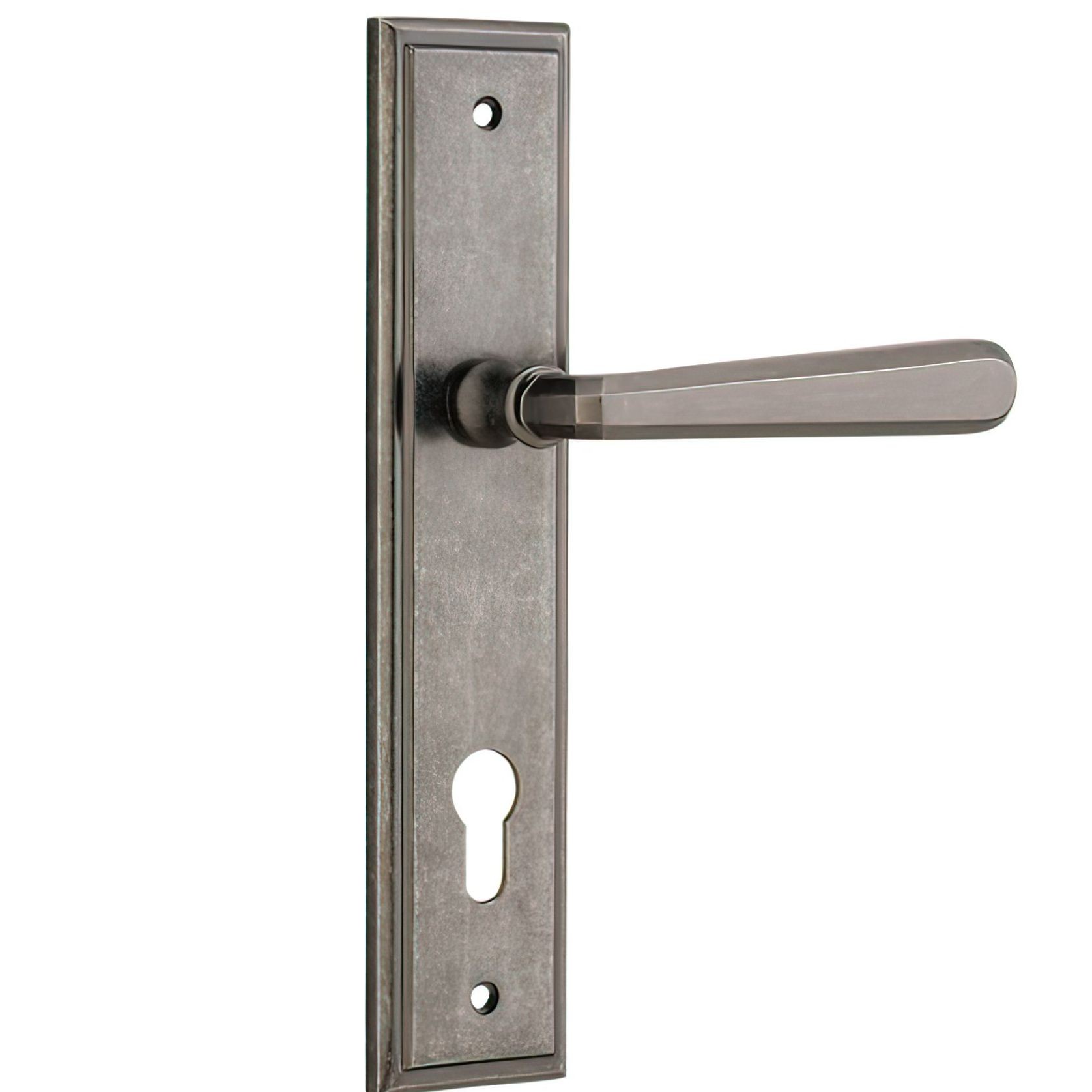 Iver Copenhagen Door Lever on Stepped Backplate Distressed Nickel gallery detail image