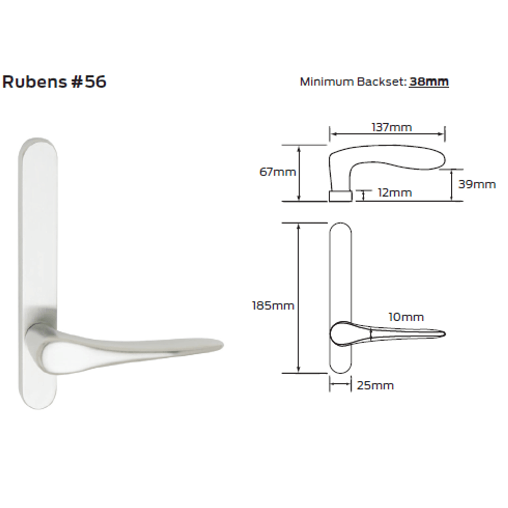 Legge 5400 Series Rubens (56) Door Furniture gallery detail image