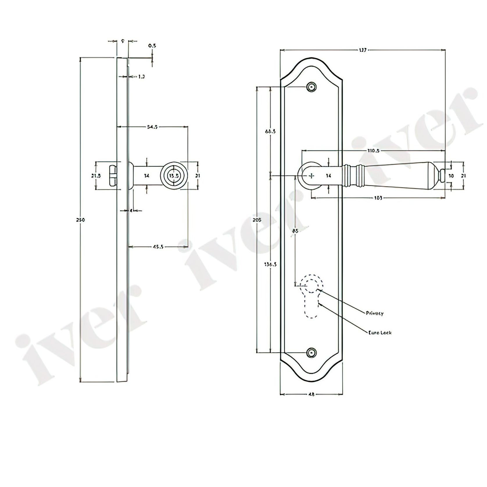 Iver Sarlat Lever Door Handle on Shouldered Backplate Distressed Nickel gallery detail image