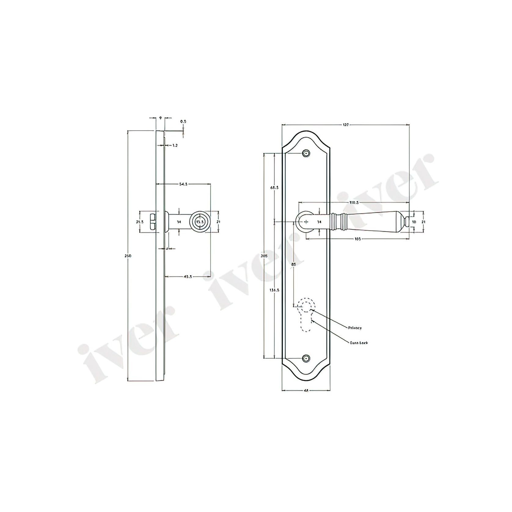 Iver Sarlat Lever Door Handle on Shouldered Backplate Signature Brass gallery detail image