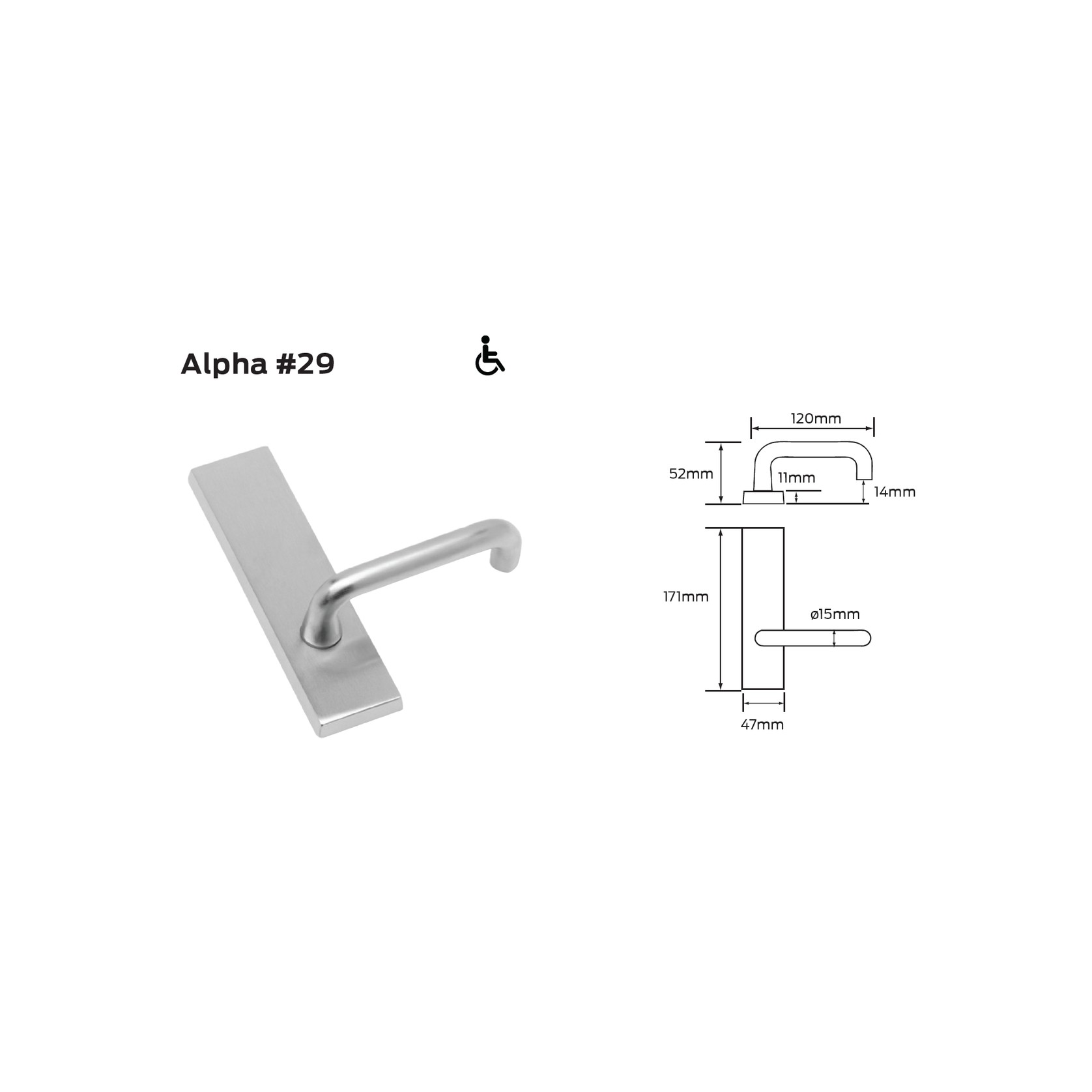 Legge 700 Series Alpha (29) Door Furniture gallery detail image